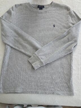 Polo by Ralph Lauren Light Gray Thermal Shirt with Navy Label